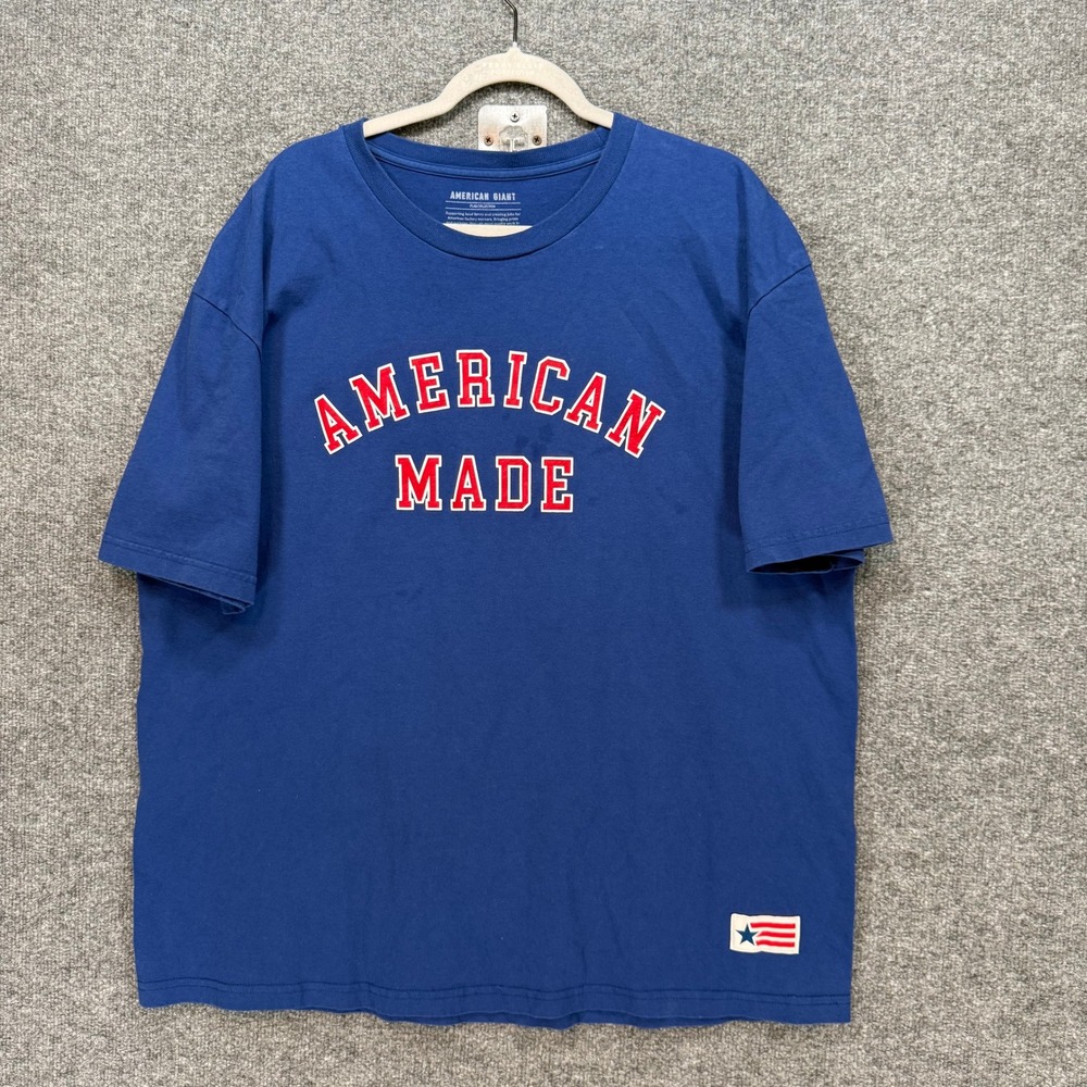 American Giant TShirt Mens XXL Blue American Made Graphic Cotton USA Made Casual
